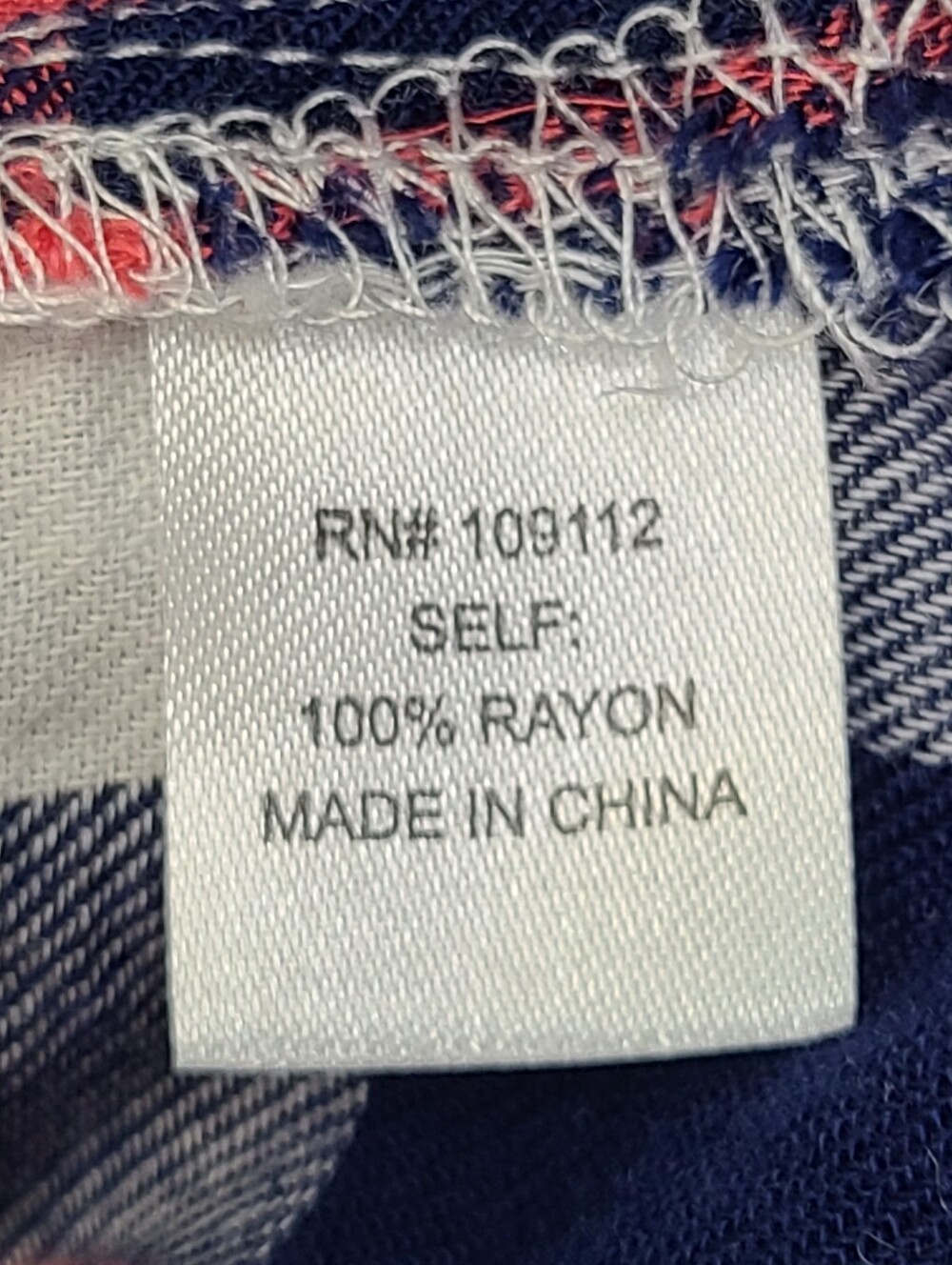 C&C California Red White and Blue Plaid Popover Tunic Top Rayon Patriotic Medium - Picture 10 of 11
